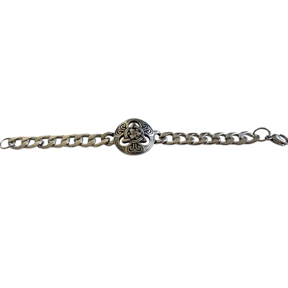 Stainless Steel Chain Bracelet with Celtic Knot Design